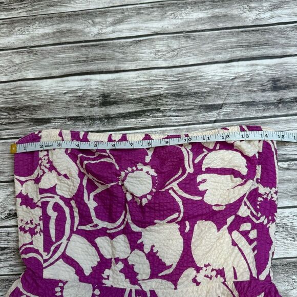 J. Crew Factory Women Strapless Tube Top Floral A Line Summer Dress 2 Pink White - Picture 11 of 15